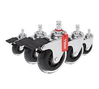 hjh OFFICE 729401 5x Ruedas para Sillas de Oficina ROLO SKATE 11mm x 75mm Plateado/Transparente, Ruedas de Repuesto con freno, Suelos duros