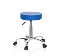 hjh OFFICE 729413 Taburete de Trabajo Operator II - Giratorio sobre Ruedas, Regulable, Piel Sintética Azul