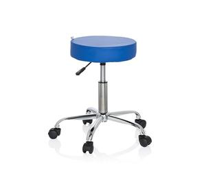 hjh OFFICE 729413 Taburete de Trabajo Operator II - Giratorio sobre Ruedas, Regulable, Piel Sintética Azul