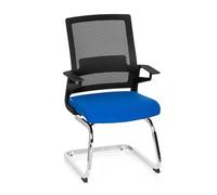 hjh OFFICE 732070 Silla Cantiléver Inventor V Tela Negro/Azul, Silla confidente Brazos, Respaldo en Malla Transpirable