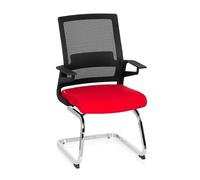 hjh OFFICE 732080 Silla Cantiléver Inventor V Tela Negro/Rojo, Silla confidente Brazos, Respaldo en Malla Transpirable