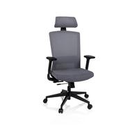 hjh OFFICE 732107 Silla de Oficina CAPTIVO Tela Gris, Silla Giratorio con Soporte Lumbar, Respaldo en Malla Transpirable, ergonómica