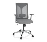 hjh OFFICE 751008 Silla de Oficina Profesional Halifax Tela Gris, Silla Giratoria con Soporte Lumbar, Respaldo de Malla ergonómica