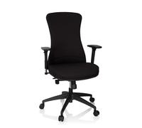 hjh OFFICE 760010 Silla de Oficina Giratoria Office XT Pro Tela Negro, Silla de Escritorio, Reposabrazos Ajustables, Respaldo ergonómica