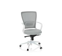 hjh OFFICE 760016 Silla de Oficina Giratoria ESTRIA Tela Gris/Blanco, Moderna, Soporte Lumbar, Respaldo en Malla, Regulable en Altura, ergonómica