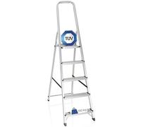 hjh OFFICE 801100 Escalera Aluminio 5 Peldaños Plegable Solid III Escalera de Mano hasta 150 kg, Antideslizante, Ligera y Resistente, Uso doméstico
