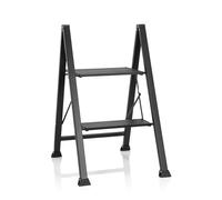 hjh OFFICE 801204 Escalera Plegable 2 Peldaños Solid W5 Escalera de Aluminio, Peso Máximo 150 kg, Peldaño Plegable, Negro