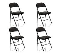 hjh OFFICE 803004 4X Silla Plegable con Estructura De Metal TUDELA Piel Sintética Negro, Silla De Conferencia Acolchada, soporta hasta 130 kg, Pack de 4