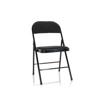 hjh OFFICE 803010 Silla Plegable tapizada en Tela TUDELA II Silla de Visita Negra Silla Plegable, hasta 130 kg de Capacidad