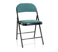 hjh OFFICE 803012 Silla Plegable tapizada TUDELA I Terciopelo Turquesa Silla de Visita Plegable, hasta 130 kg de Capacidad