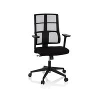 hjh OFFICE 810025 Silla de Oficina ergonómica SPINIO Tela Negro, Respaldo de Malla con Ajuste de Altura, Silla de Escritorio, Ajustables Apoyabrazos