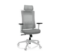 hjh OFFICE 810038 Silla de Oficina ergonómica COMFIO WMH Silla giratoria con Soporte Lumbar y reposacabezas, Tela/Malla Gris