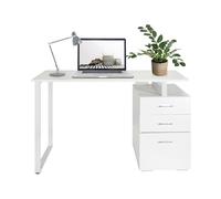 hjh OFFICE 821007 Escritorio con 3 Cajones Easy Work V 120x50 cm, Escritorio para Ordenador, Mesa de Oficina, Mesa de Despacho, Blanco