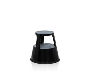 hjh OFFICE 830006 Taburete con Ruedas TIO-M II Metal Negro, Altura 43 cm, soporta hasta 150 kg, Taburete rodante con 2 peldaños