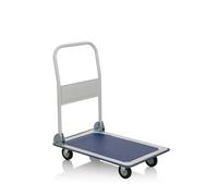 hjh OFFICE 830022 Carro de Plataforma Plegable Carry Carrito de Transporte para Cargas Pesadas con Neumáticos, Industrial, hasta 150 kg, Azul/Blanco