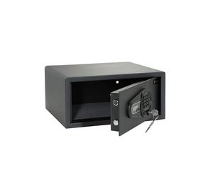 hjh OFFICE 830038 Caja fuerte de seguridad electrónica SAFE COMPACT I 25,5 L, Acero, con teclado y cerradura para llave, 20x42x37cm, Negro