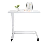 hjh OFFICE 830054 Mesa para Ordenador Portátil Stand II Escritorio para Computadora con Ruedas, Altura Ajustable, Blanco