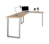 hjh OFFICE 830080 Escritorio de Esquina WORKSPACE Basic I 165 x 120 cm, Mesa Ordenador, Haya/Plateado