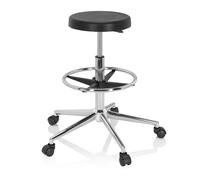hjh OFFICE 830101 Taburete de Trabajo Top Work 14 I Espuma Duro, Silla de Trabajo Ajustable, Negro