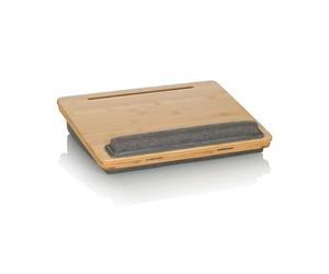 hjh OFFICE COMFILAP III Almohadilla de bambú para portátil Ajustable en 4 direcciones, Bandeja para arrodillarse con reposamanos, Gris