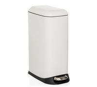 hjh OFFICE Cubo de Basura 20L, Cubo de Pedal con Tapa, Cierre Suave Clean Slim Cubo de Basura de Acero Estrecho con Cubo Interior, Blanco, 56x34x22cm