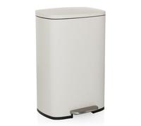 hjh OFFICE Cubo de Basura 50L, Cubo de Pedal con Tapa, Cierre Suave Clean XV Cubo de Basura de Acero con Cubo Interior, para Cocina, Oficina, Beige, 64x30x42,5 cm