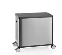 hjh OFFICE Cubo de basura Clean Mobile, 2 x 24 L, color plata, sistema de separación de residuos con sensor con 2 cubos interiores, tapa hermética, acero inoxidable, a prueba de huellas dactilares