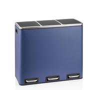 hjh OFFICE Cubo de basura de cocina 3 x 18 L, sistema de separación de basura con 3 compartimentos, cubo de basura de metal Clean 9, cubo interior extraíble, azul marino