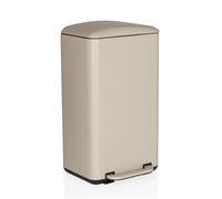 hjh OFFICE Cubo de basura para cocina, 30 litros, cubo de basura metálico con cierre suave CLEAN BEVA, cubo de pedal con cubo interior, beige