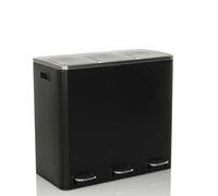 hjh OFFICE Papelera de oficina CLEAN IX de acero, sistema de separación de residuos 3 x 18L, papelera con cierre suave, papelera de pedal para uso universal, Negro