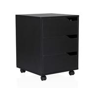 hjh OFFICE Pedestal móvil Organiser I Armario Auxiliar Espacioso con cajones y Ruedas, Negro