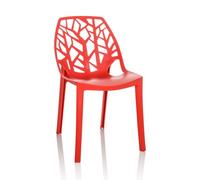 hjh OFFICE Silla Apilable de Jardín ARTIFO Tri Silla de Plástico Resistente para Uso en Interiores y Exteriores, Rojo 729448