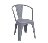 hjh OFFICE Silla de cocina apilable, diseño industrial | Taburete con respaldo, soporta hasta 150 kg, color gris
