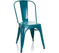 hjh OFFICE Silla de comedor metal azul petróleo