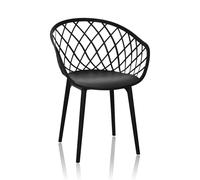 hjh OFFICE Silla de Concha Resistente a la Intemperie BEGIO B Silla de plástico para Interior y Exterior para jardín, terraza o Comedor, Negra