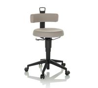 hjh OFFICE Silla de Equilibrio Regulable en Altura Top Work Flex Taburete de Trabajo móvil con Respaldo, Tejido Gris