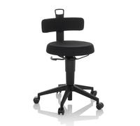 hjh OFFICE Silla de Equilibrio Regulable en Altura Top Work Flex Taburete de Trabajo móvil con Respaldo, Tejido Negro