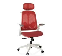 hjh OFFICE Silla de Oficina ergonómica ARCEO WF Silla giratoria tapizada con reposacabezas y Apoyo Lumbar Regulables, tapizado de Tela Resistente a la abrasión, Rojo