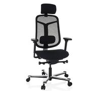 hjh OFFICE Silla de Oficina ergonómica Bicolore High Silla giratoria con Apoyo Lumbar Ajustable, Asiento inclinable y Regulable en Profundidad, Negro/Plateado