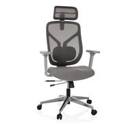 hjh OFFICE Silla de Oficina ergonómica CASSILIS W Silla giratoria de Malla, Respaldo Regulable con Soporte Lumbar, Altura hasta 220 cm, Gris