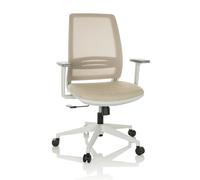 hjh OFFICE Silla de Oficina ergonómica Profondo Eco W Silla giratoria Transpirable con Apoyo Lumbar Regulable, Malla/Tejido Beige