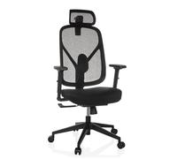 hjh OFFICE Silla de Oficina ergonómica RALOO Eco Silla giratoria de Rejilla con reposacabezas y Apoyo Lumbar Regulables, Asiento Acolchado, Negro