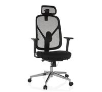 hjh OFFICE Silla de Oficina ergonómica RALOO Pro Silla giratoria de Rejilla con reposacabezas y Apoyo Lumbar Regulables, Asiento Regulable en Profundidad, Negra