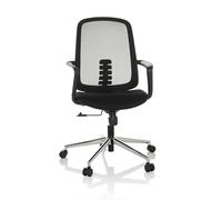 hjh OFFICE Silla de Oficina ergonómica SEDIOLO B Silla giratoria con Respaldo Transpirable y Refuerzo Lumbar, Tela/Malla Negro