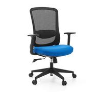 hjh OFFICE Silla de oficina ergonómica Sedito - Silla giratoria con respaldo de malla ajustable, soporte lumbar y asiento en cascada, color negro y azul