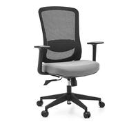 hjh OFFICE Silla de oficina ergonómica Sedito - Silla giratoria con respaldo de malla ajustable, soporte lumbar y asiento en cascada, color negro y gris