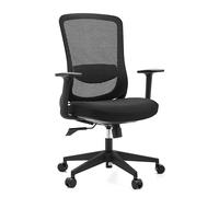 hjh OFFICE Silla de oficina ergonómica Sedito - Silla giratoria con respaldo de malla ajustable, soporte lumbar y asiento cascada, color negro