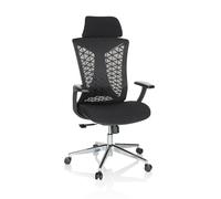 hjh OFFICE Silla de Oficina FALEO B Silla de Escritorio con Apoyo Lumbar y reposacabezas Regulable en Altura, Tela/Malla Negra, 751013