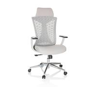 hjh OFFICE Silla de Oficina FALEO W Silla de Escritorio con Apoyo Lumbar y reposacabezas Regulable en Altura, Tela/Malla Gris, 751012