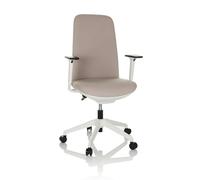 hjh OFFICE Silla de Oficina Profesional NESTORA Tela, Moderna Silla giratoria cómodamente tapizada, Respaldo Alto, Beige 760019